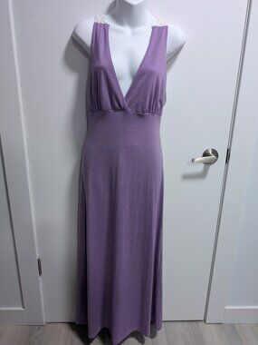 NEW Sleeveless Violet Maxi Dress with White Lace Back